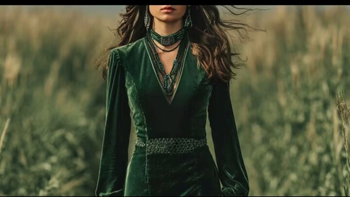 Elegant Women Velvet Dress Fringe Hem Sexy V Neck Long Sleeve Boho High Waist La