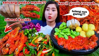 MAKAN IKAN SELUANG PEDAS MANIS TUMIS DAUN BAWANG KUCAI LALAPAN MENTAH JENGKOL PETE  LEUNCA KOL