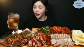 Thịt luộc, chân giò, mì kiều mạch cay cuốn kim chi phần 1#mukbang