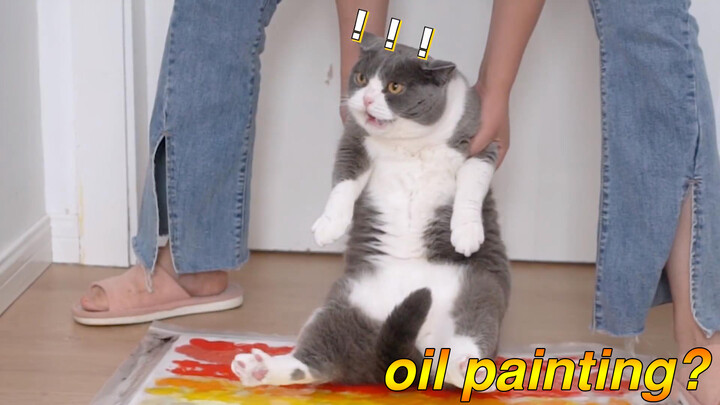 Động vật|Khi mèo gặp phải tranh sơn dầu.