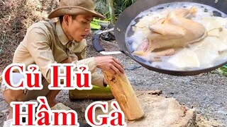 Đốn Cây Dừa Tìm Củ Hủ Hầm Nguyên Con Gà Chấm Muối Ớt Siêu Cay