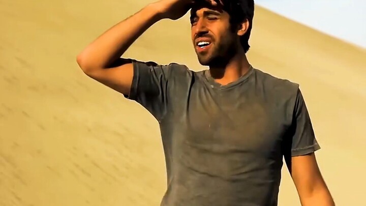 As soon as a man takes a sip of water, he instantly teleports to the desert.