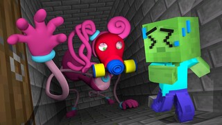 Monster School: Zombie escape Mommy Long Legs Gas Mask | Minecraft Animation