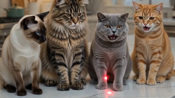 When the laser hits different cat breeds... 🐈⚡️