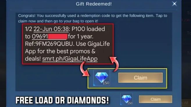 How to Claim Free 112 MLBB Diamonds or 100₱ Prepaid Load Everyday - Full Tagalog tutorial