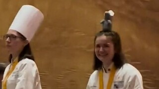 Sister graduated from culinary school! With her little mouse~