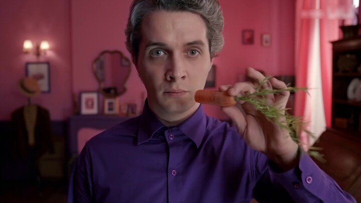 The ogre man falls in love with the vegetarian lady! In his eyes, his lover is just like a dish...