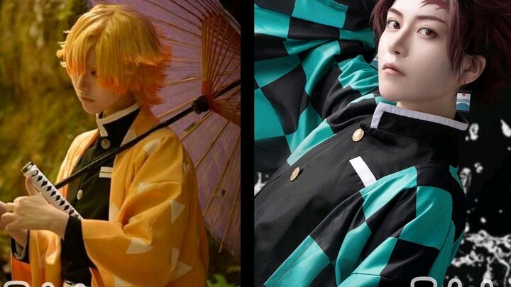 cosplay anime demon slayer.   kalian pilih tim siapa?  zeninezu atau tankana