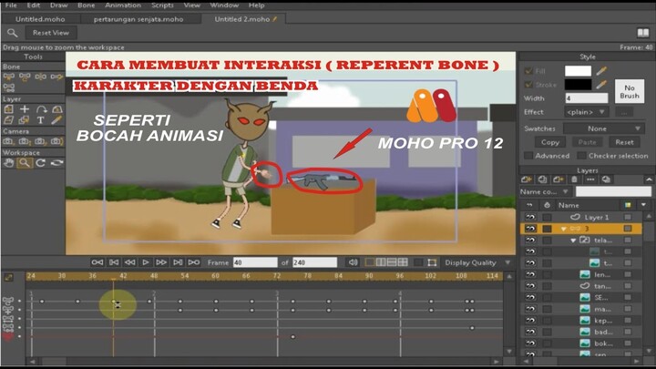 Tutorial membuat animasi mengaitkan benda ke karakter menggunakan Reperent Bone#sepertibocahanimasi