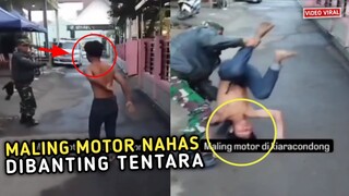 MAMPUS...!! Tak Mau Mencuri Motor Lagi Setelah Dibanting Oleh Tentara TNI