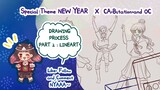 PART 2: Lineart ( New Year's celebration with fireworks on the beach )