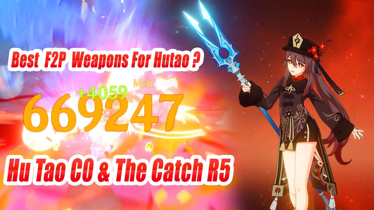 Hu Tao C0 & The Catch R5 Damage Showcase Gameplay - Best F2P Weapons For  Hutao - BiliBili