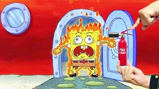 Spongebob changes houses, living in Chili Peppers is too spicy and catches fire, living in Krabs and