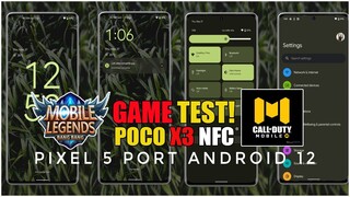 Pixel 5 Port Beta 5 | POCO X3 NFC | Game Test in Mobile Legends and Call Of Duty Mobile