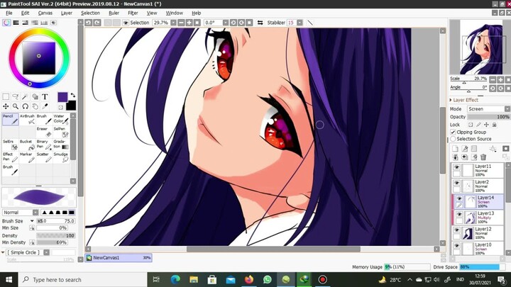 Anime digital speed painting SAI II illustration NO.01