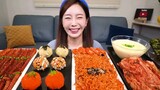 Spicy Octopus Skewer 🐙 Korean Buldak Ramen 🔥 Rice ball Recipe Eating Mukbang ASMR