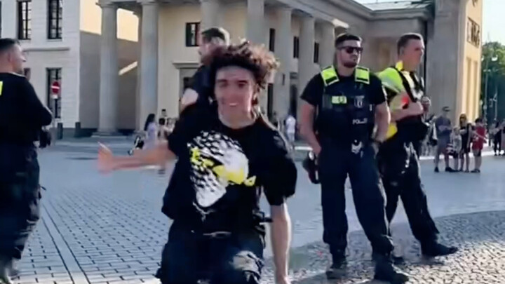 [American-style bullying, performing bullet-dodging!]