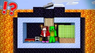 Obsidian Shelter vs Lava Rising Every Minute in Minecraft - Maizen JJ and Mikey 100 Days of Survival