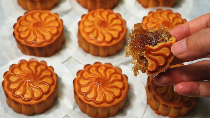 Baru tahu hari ini, ternyata kue bulan bisa dibuat hanya dengan labu air! Tidak menggelembung, tidak