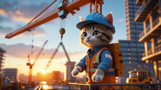 Pawsome Construction Journey: Realistic Kitten Hard Hat Hero 🐱🚧