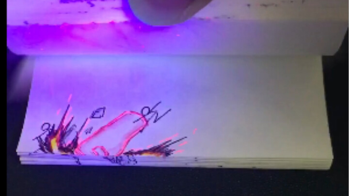 【荧光翻纸画】上次这样画还是3年前，可惜这笔不给力