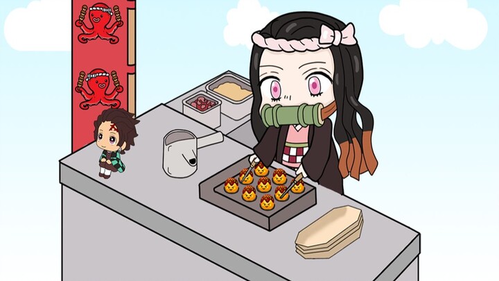 [ Kimetsu no Yaiba ] Datang dan coba bola gurita buatan Nezuko? ! Bili animasi buatan sendiri