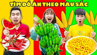 Thử Thách Tìm Đồ Ăn Màu Sắc Màu Đỏ , Màu Xanh, Màu Vàng - Ai Tìm Được Nhiều Đồ Ăn Nhất ? Hà Sam