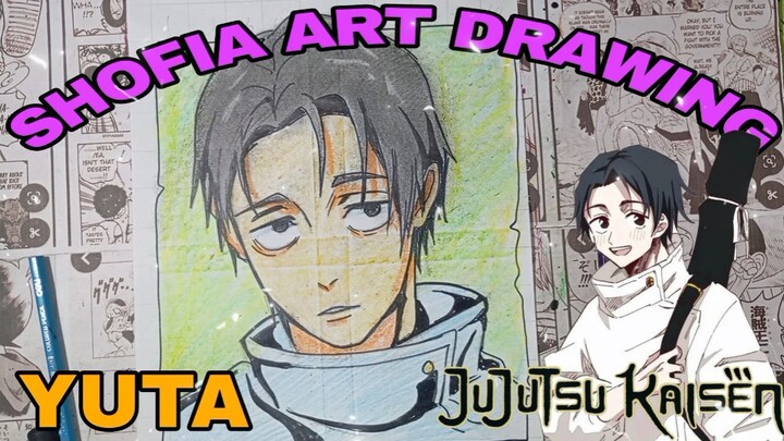 drawing yuta dari anime Jujutsu kaisen