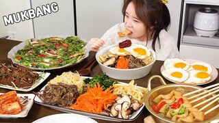 요리 먹방 :) 비빔밥, 미나리오징어전, 달래장도토리묵, 어묵탕. KOREAN FOOD MUKBANG