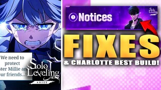 OMG THOSE PATCH FIXES & CHARLOTTE BEST BUILD!!! (Solo Leveling Arise)