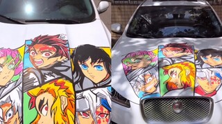 I drew a Demon Slayer on the girl's car.