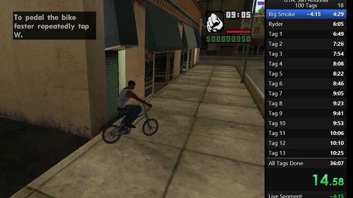 Speedrun gta SanAndreas all tags 35:36
