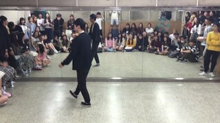 Club students perform a cover dance of Dancing King - EXO & YUJAESEOK