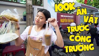 YẾN NHI THỬ THÁCH 100K ĂN SẠCH CÁC MÓN ĂN VẶT TRƯỚC CỔNG TRƯỜNG NGUYỄN VĂN PHÚ