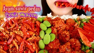 ASMR AYAM SUWIR PEDAS + SOSIS MERCON + TUMIS BUNCIS | ASMR MUKBANG INDONESIA