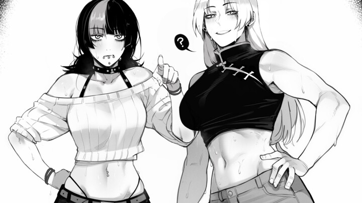 Dua orang yang baru saja selesai pemanasan