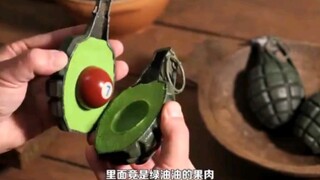 The chef cut the grenade open with a knife, and not only did it not explode, but it also turned into