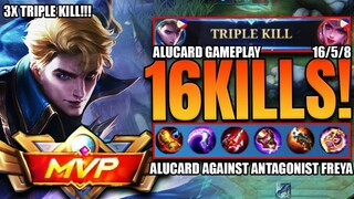 3x Triple Kill!!! | 16 Kills | My Alucard against the Antagonist Freya | #Alucard Gameplay #Mlbb