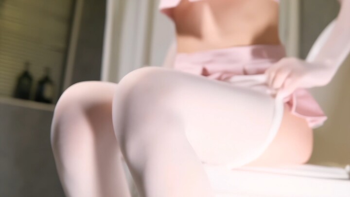 Uniform-clad girl wears white stockings