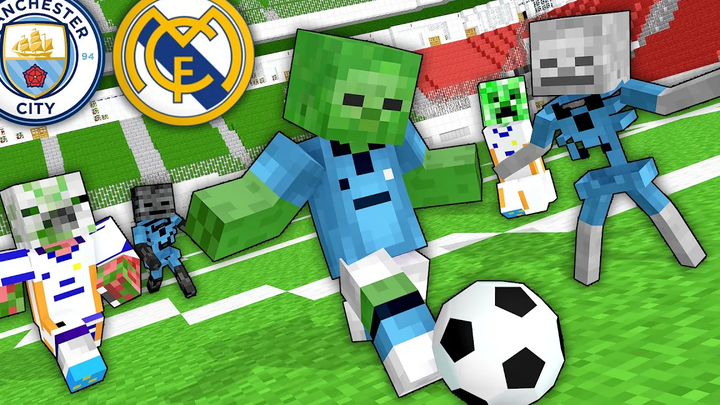 Monster School Football Challenge - Minecraft Animation เรอัล มาดริด - แมนเชสเตอร์ ซิตี้
