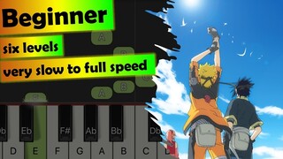 naruto shippuden - blue bird - piano tutorial - beginner