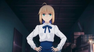 Shirou meninggalkan Saber dan pergi mencari Red A. Saber marah dengan tangan di pinggul!