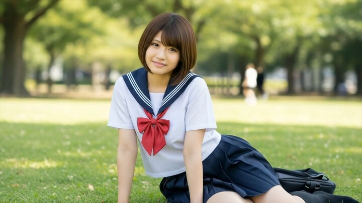 【AI girl】Girl relaxing in the park