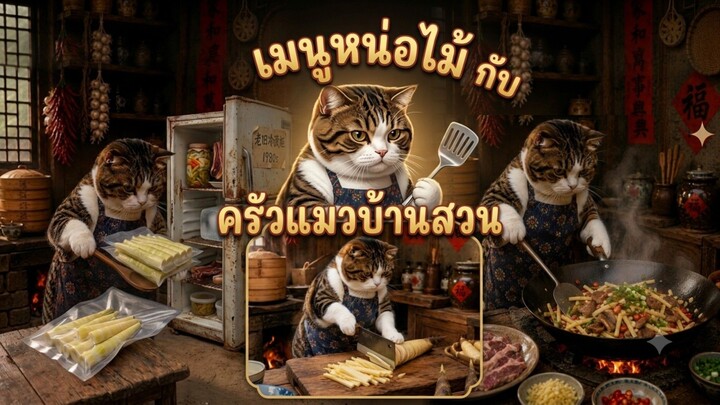 เมนูหน่อไม้.. cat cooking