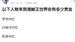 以下角色来到海贼王世界会有多少赏金？