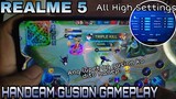 HANDCAM Gusion Gameplay in REALME 5 | ALL HIGH SETTINGS | Realme 5 in Mobile legends (ENGLISH SUB)