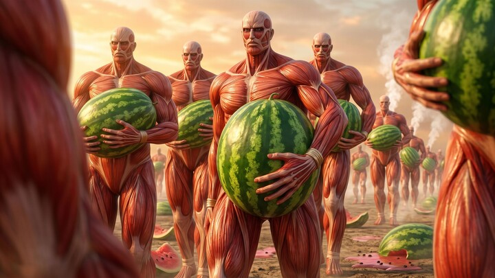 Huaqiang is selling melons, but it’s Attack on Titan.