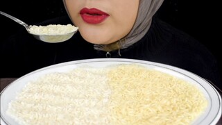 ASMR RAW RICE EATING || RAW RICE LARISST MIX BASMATI DAWAAT || MAKAN BERAS MENTAH PAKE CENTONG