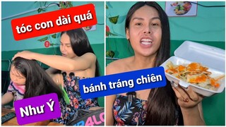 DIVA Cát Thy chải tóc cho Như Ý, review Bánh tráng chiên