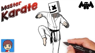 Cara Menggambar Marshmello Master Karate dengan Mudah